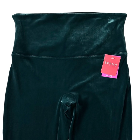 SPANX by Sara Blakely Malachite Green Shaping Lined Velvet Leggings Sz XL - Picture 4 of 13